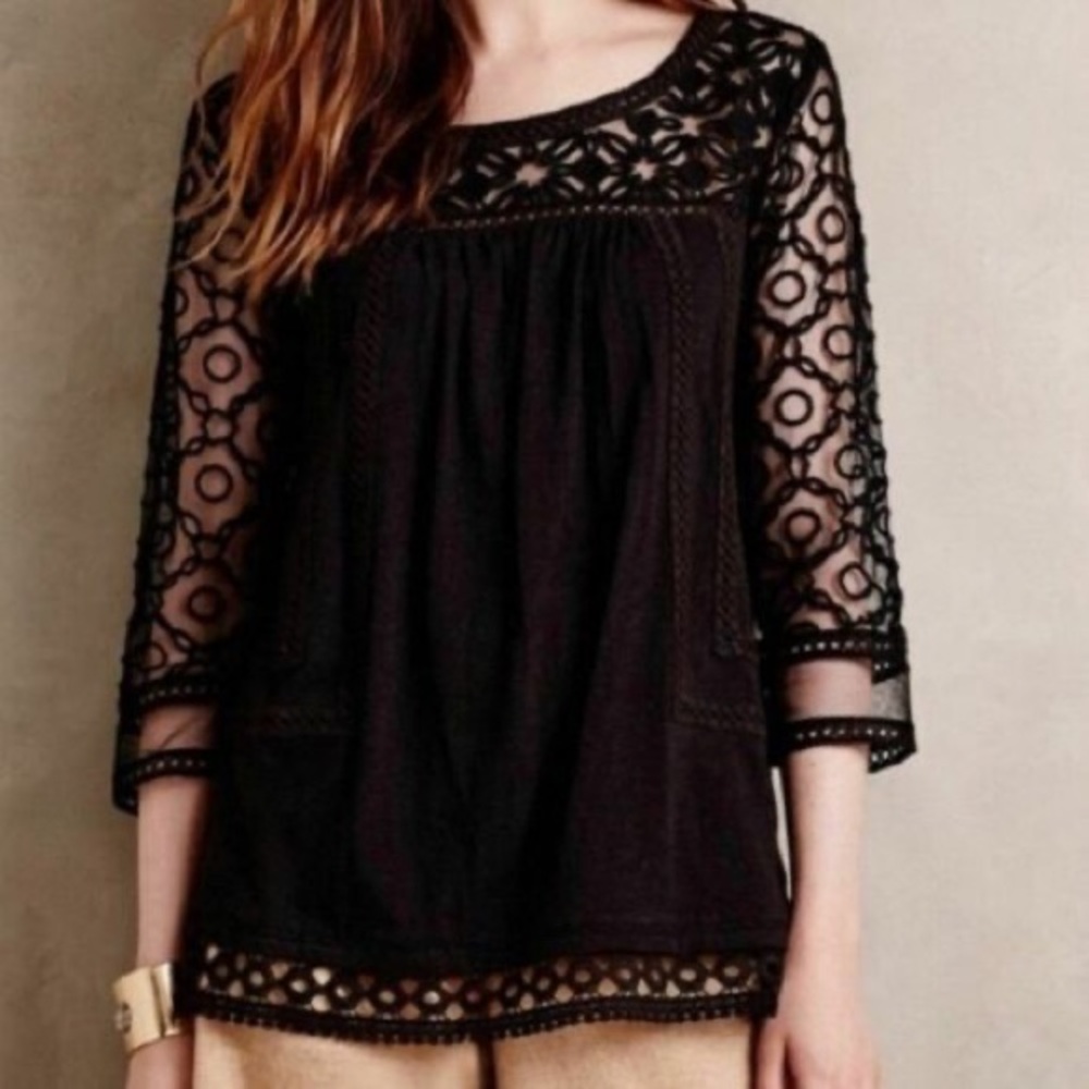 Anthropologie Meadow Rue Embroidered Top